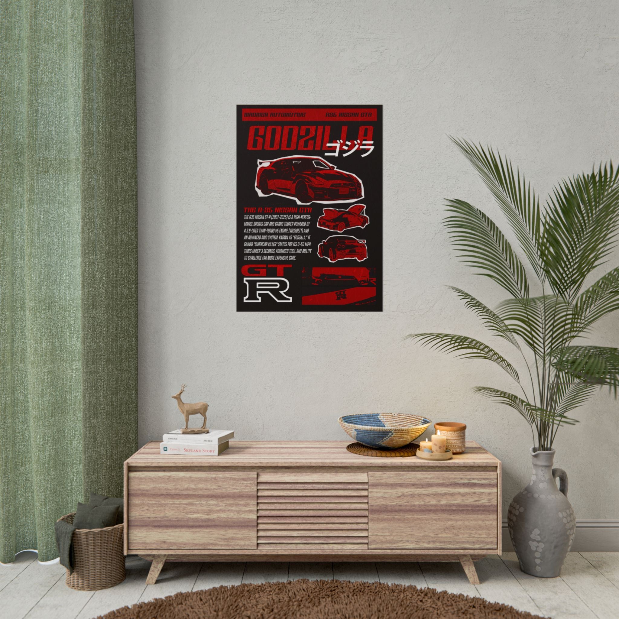 GODZILLA Nissan R35 GTR Poster