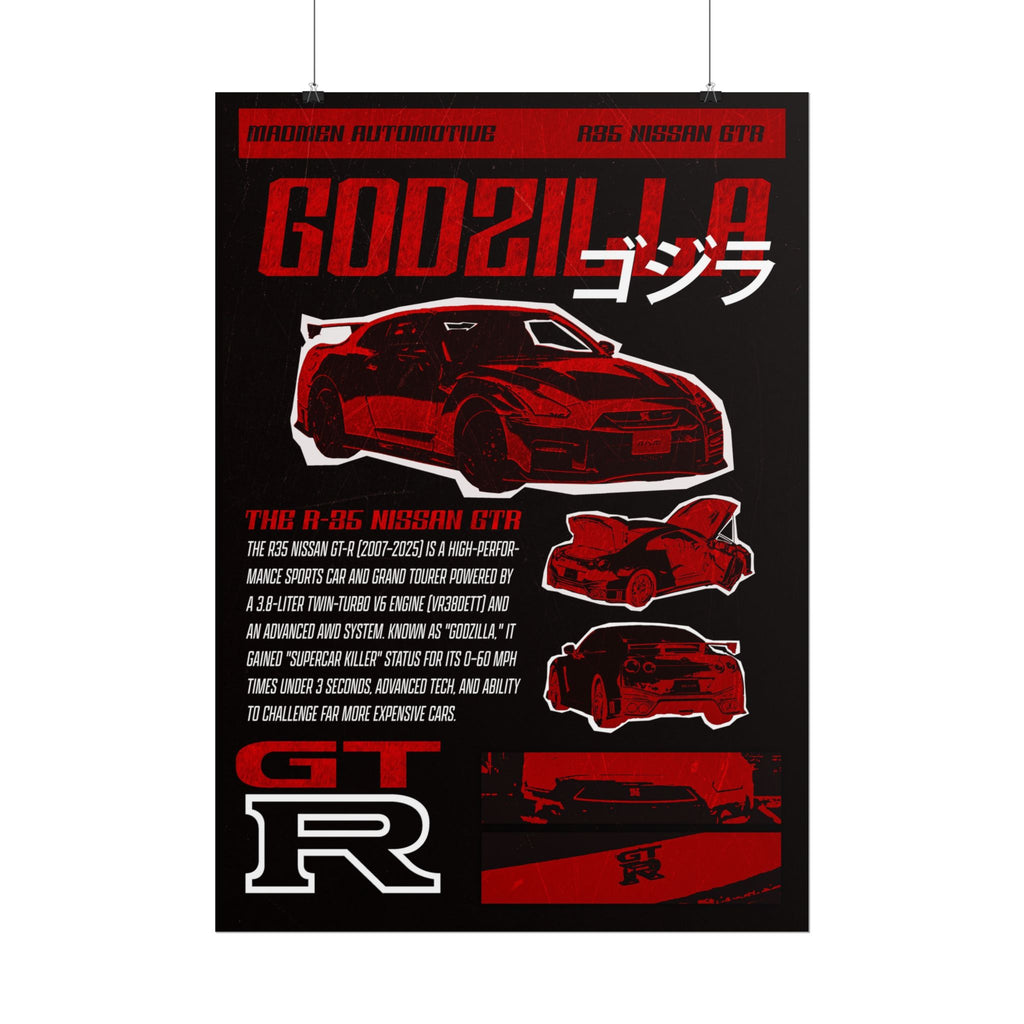 GODZILLA Nissan R35 GTR Poster