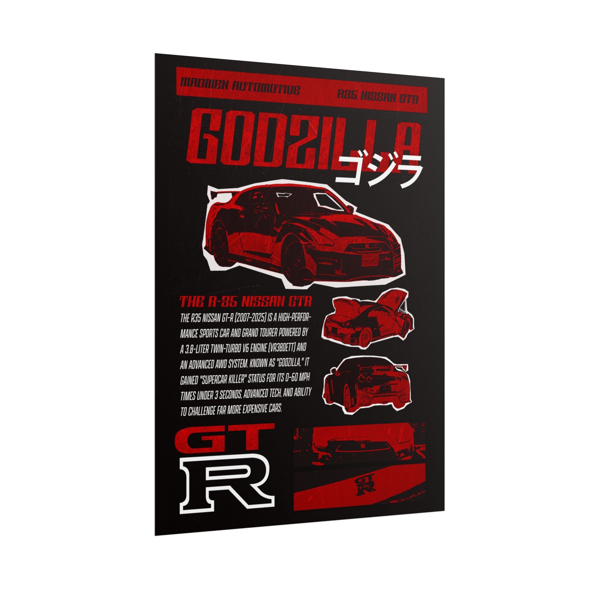 GODZILLA Nissan R35 GTR Poster