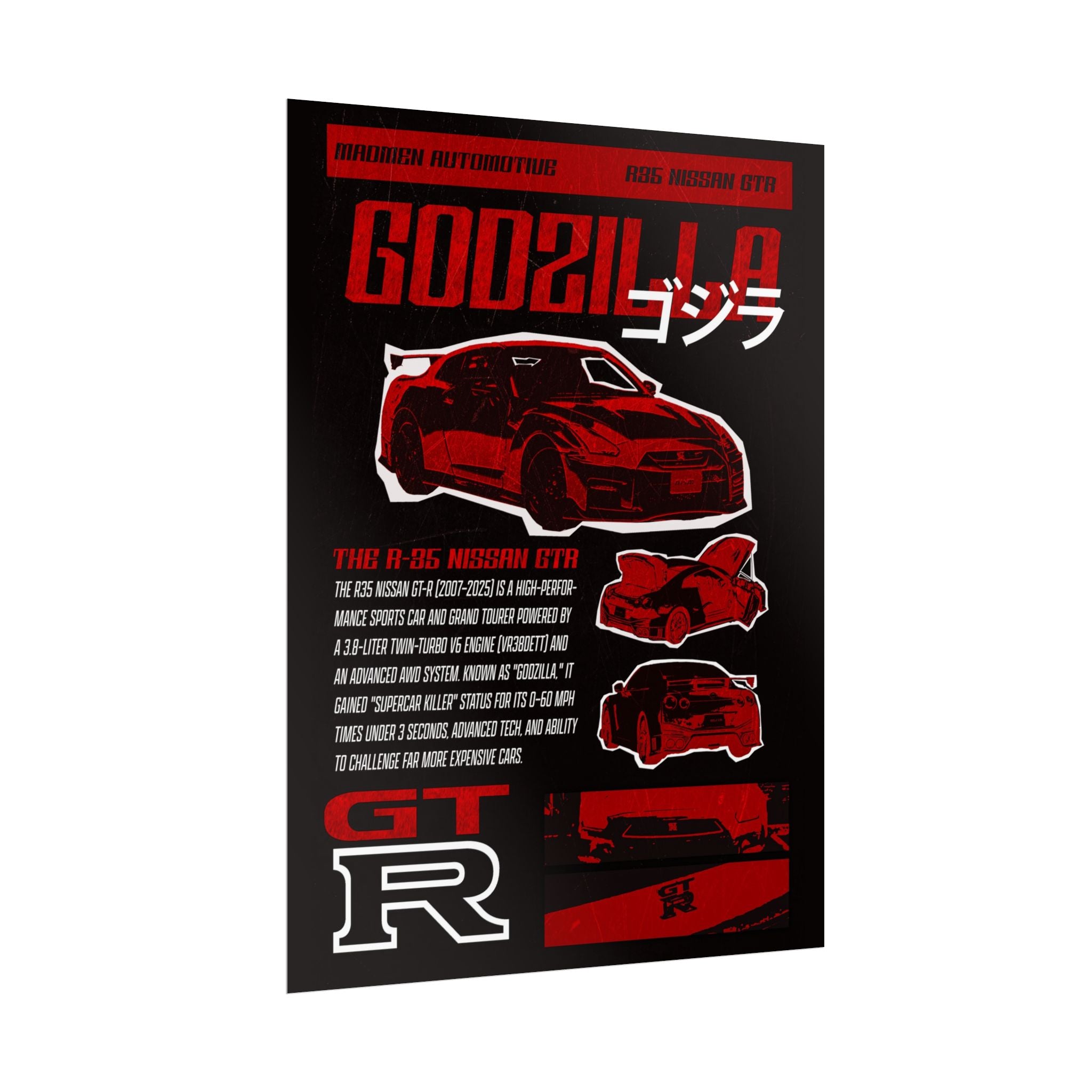 GODZILLA Nissan R35 GTR Poster