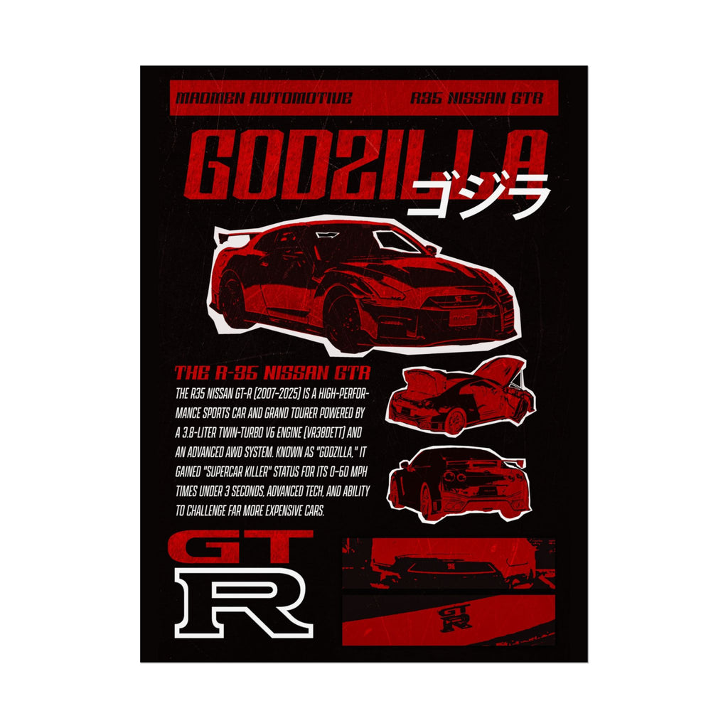 GODZILLA Nissan R35 GTR Poster