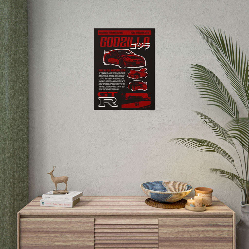 GODZILLA Nissan R35 GTR Poster