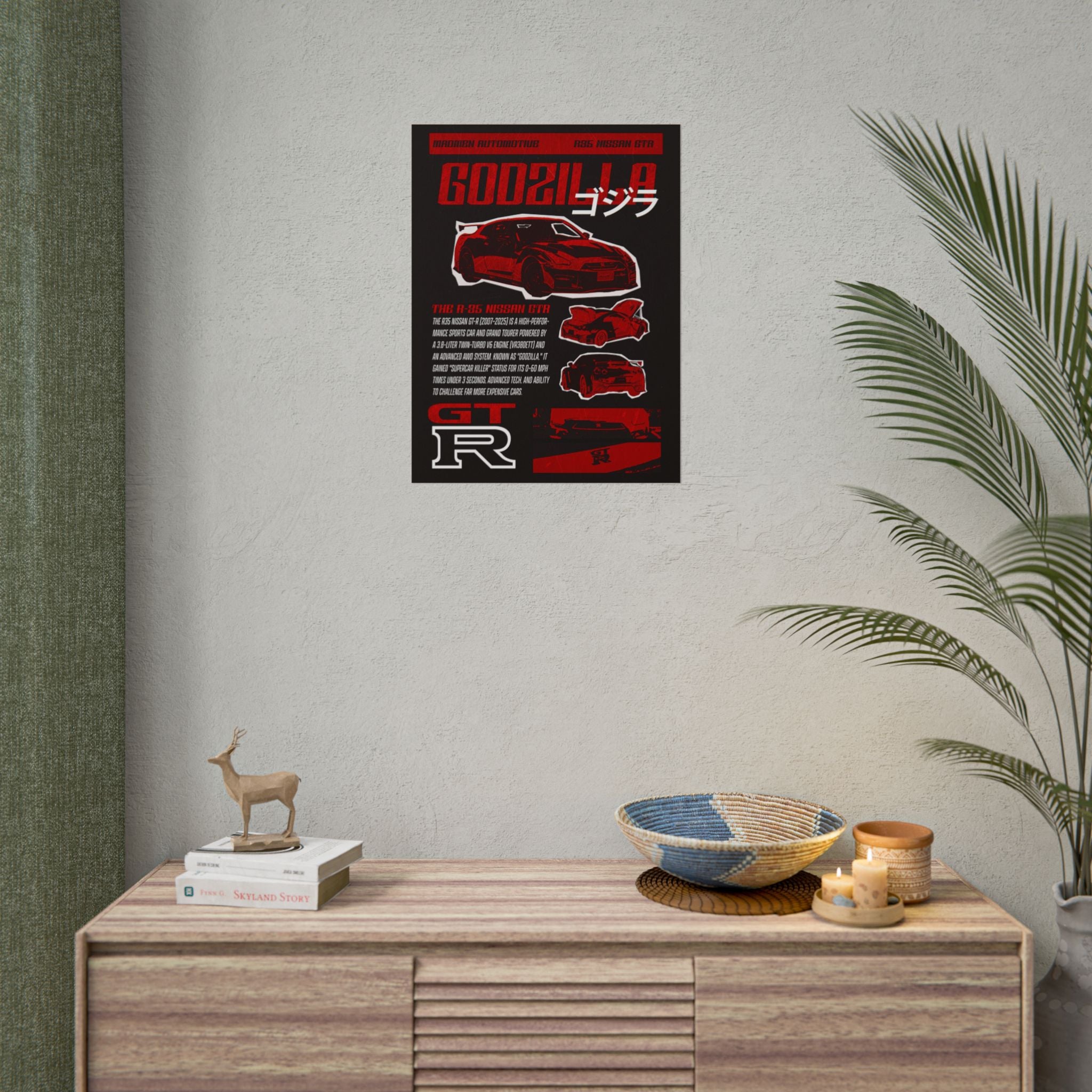 GODZILLA Nissan R35 GTR Poster