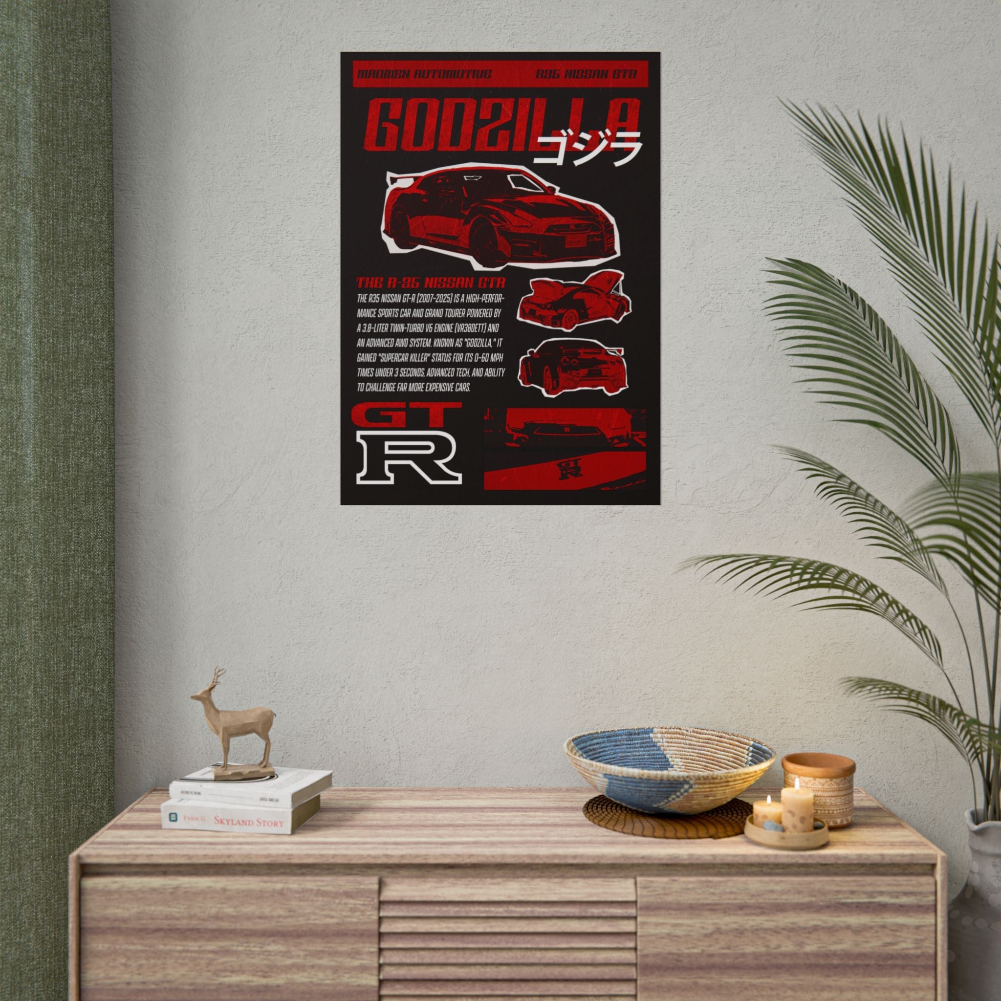 GODZILLA Nissan R35 GTR Poster