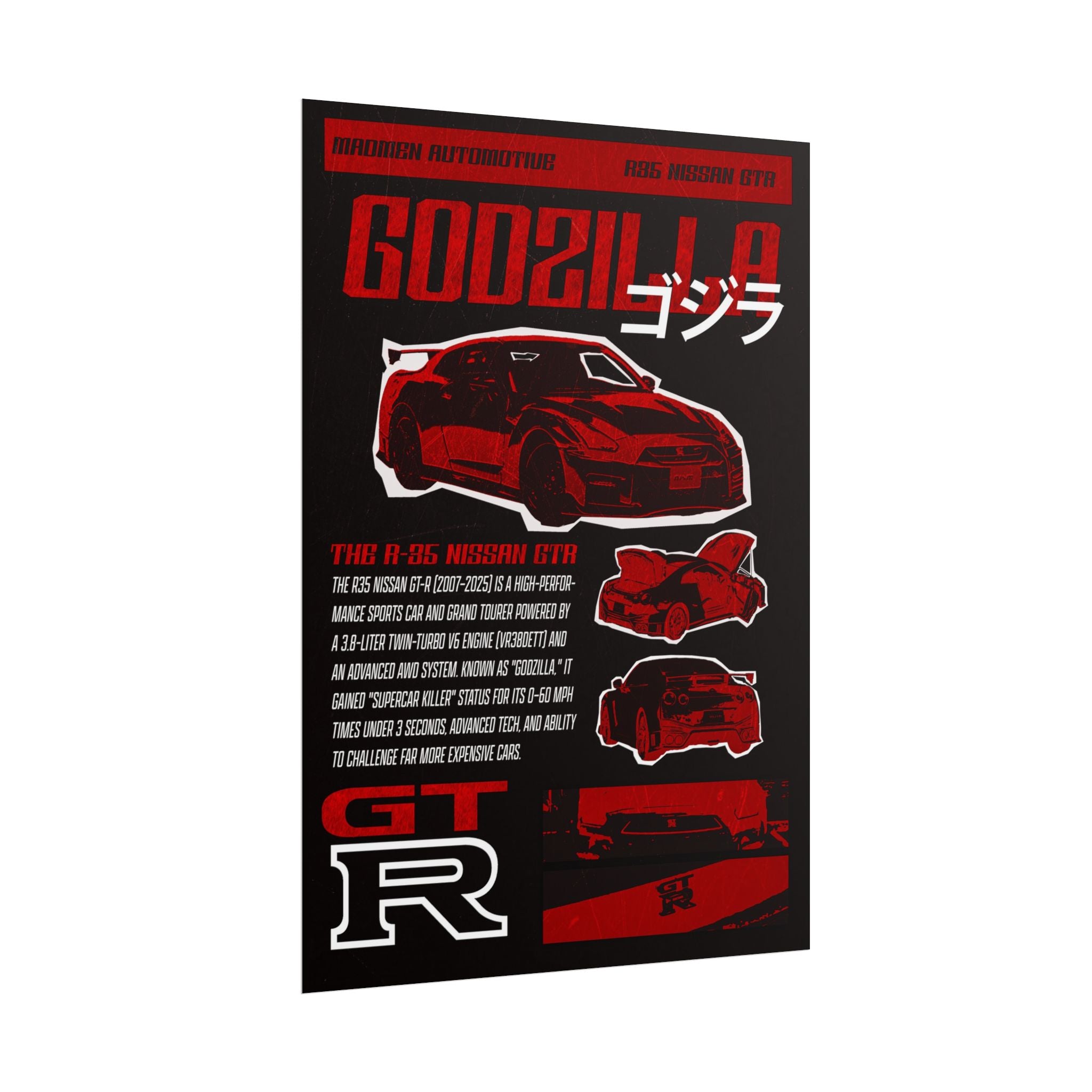 GODZILLA Nissan R35 GTR Poster